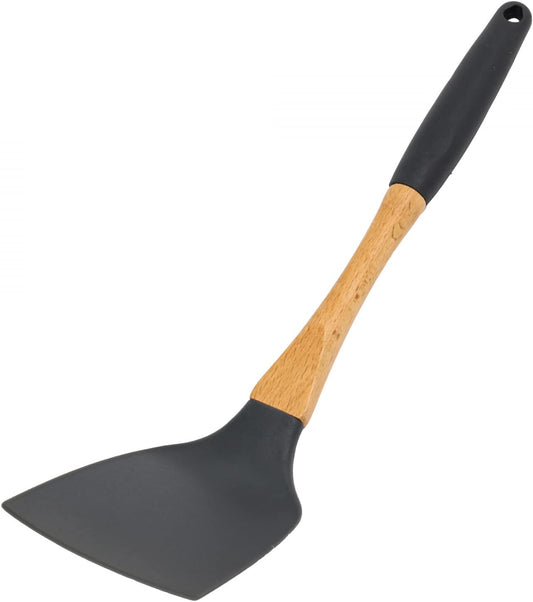 Beille Grey Nylon Spatula with Wooden Handle Kitchen Utensils High Heat Resistance, 13 Inch