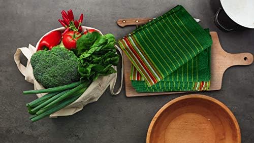 Urban Villa Kitchen Towels Waffle Stripes Dish Towels for Kitchen Leaf Green Set of 6 Kitchen Towels Highly Absorbent Cotton Over Sized 20X30 in with Mitered Corners Kitchen Hand Tea Towels