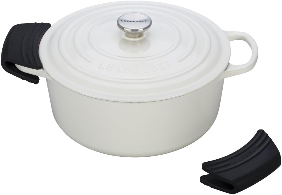 Le Creuset Silicone Set of 2 Handle Grips, 5" x 2 1/2" each, Black