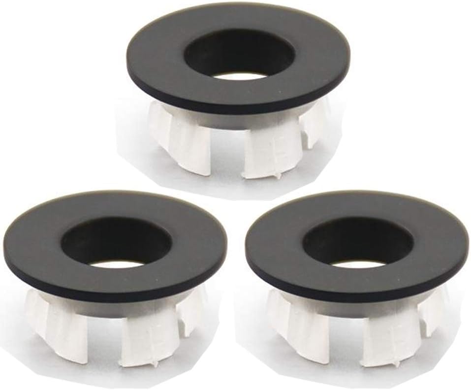 Sink Basin Trim Overflow Cover Brass Insert in Hole Round Caps Matte Black 3 PCS