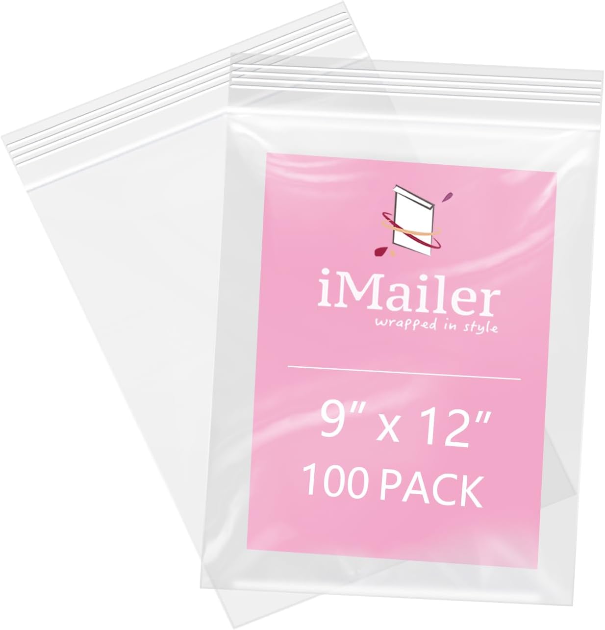 iMailer - 100 Pcs- 9" x 12" Clear Zip Bags - Reclosable Plastic Zip Poly Bags for A4, Letter Sized Documents, Clothing