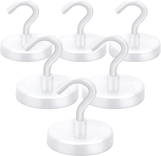 LOVIMAG Cruise Ship Essentials, 110Lbs Cruise Door Magnets, White Cruise Magnetic Hooks, Magnetic Hooks Heavy Duty for Hanging Celling, Grill, Refrigerator Kitchen-6 Pack
