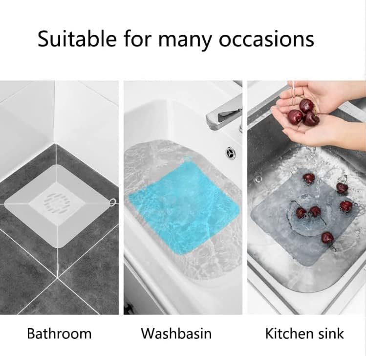 Silicone Tub Stopper Floor Drain Cover, 2 Pieces Sewer Anti-Odor Mat Deodorizing Drain Plugs for Kitchen,Bathroom and Laundry(5x5inch) Grey