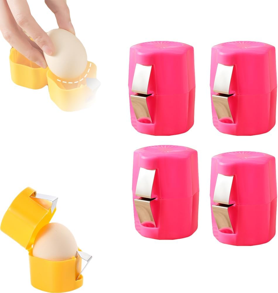 2026 New Egg opener, Egg Shell Separator for Raw Eggs Gadgets Cracker Tool, Upgrade Stainless Steel Egg Cutter Egg Cracker Tool Multifunctional Egg Cutter Multipack (4, Pink)