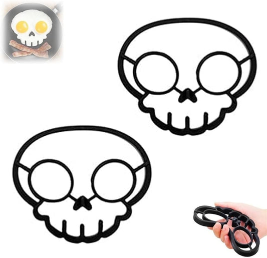 Halloween Horror Skull Egg Mold – Funny Silicone Skeleton Omelette & Pancake Maker, Fried Egg Cooking Mold for Spooky Breakfast, DIY Kitchen Gadget (2pc skull)