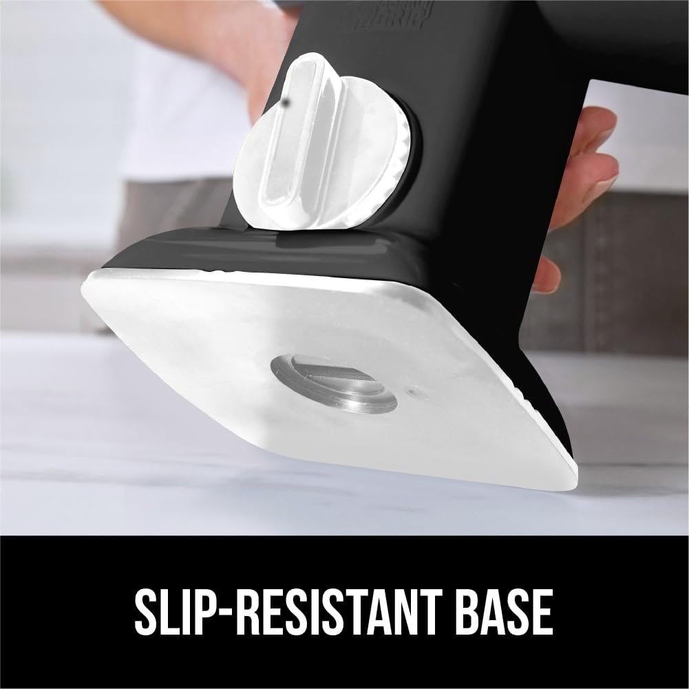 GORILLA GRIP BPA-Free Rotary Cheese Grater Hand Crank, Easy to Set Up, Strong Suction Base for Kitchen Countertop, Shred Potato, Vegetable, Nuts in Seconds, Round Mandoline Slicer, 3 Blades, Black