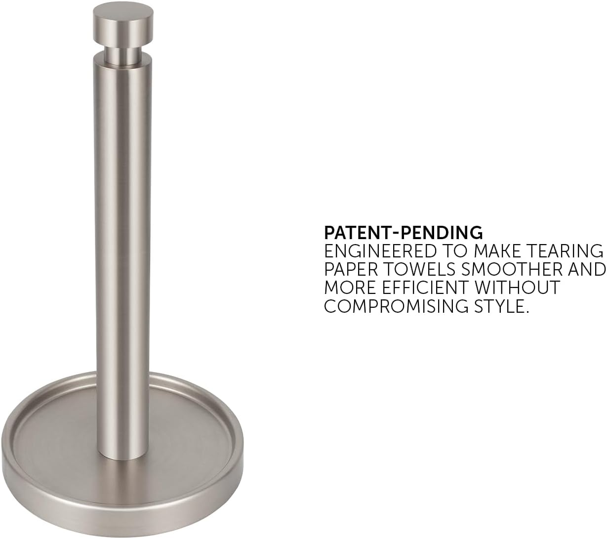 Ivilon Paper Towel Roll Stand - Steady and Easy Tear - Fits All Paper Towel Rolls - Brushed Nickel