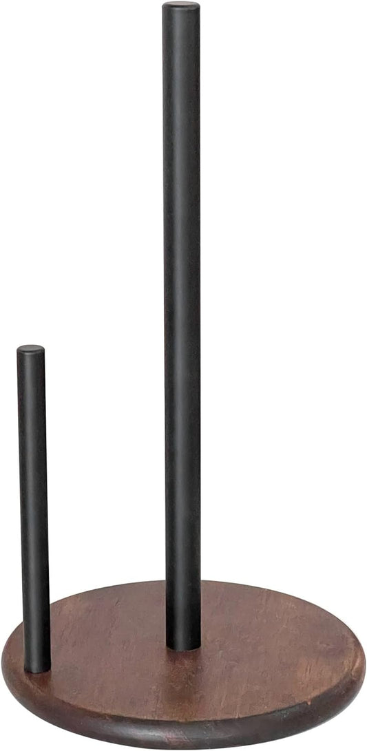 Paper Towel Holder Countertop with Real Wood Round Base, Farmhouse Paper Towel Holder Stand for Kitchen Dining Table Home Decor