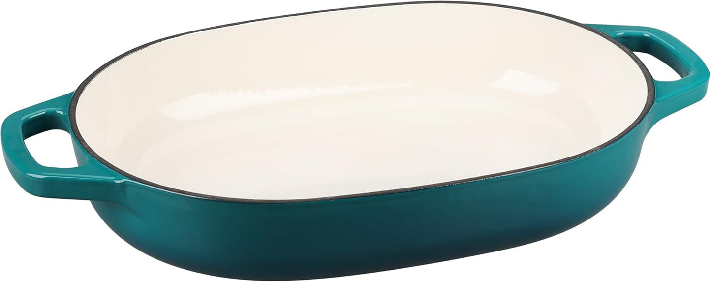 Enameled Cast Iron Dutch Oven Pot with Lid, Oval Dutch Oven for Bread Baking, Bread Oven for Homemade Sourdough Bread Baking, 7qt, Darkcyan