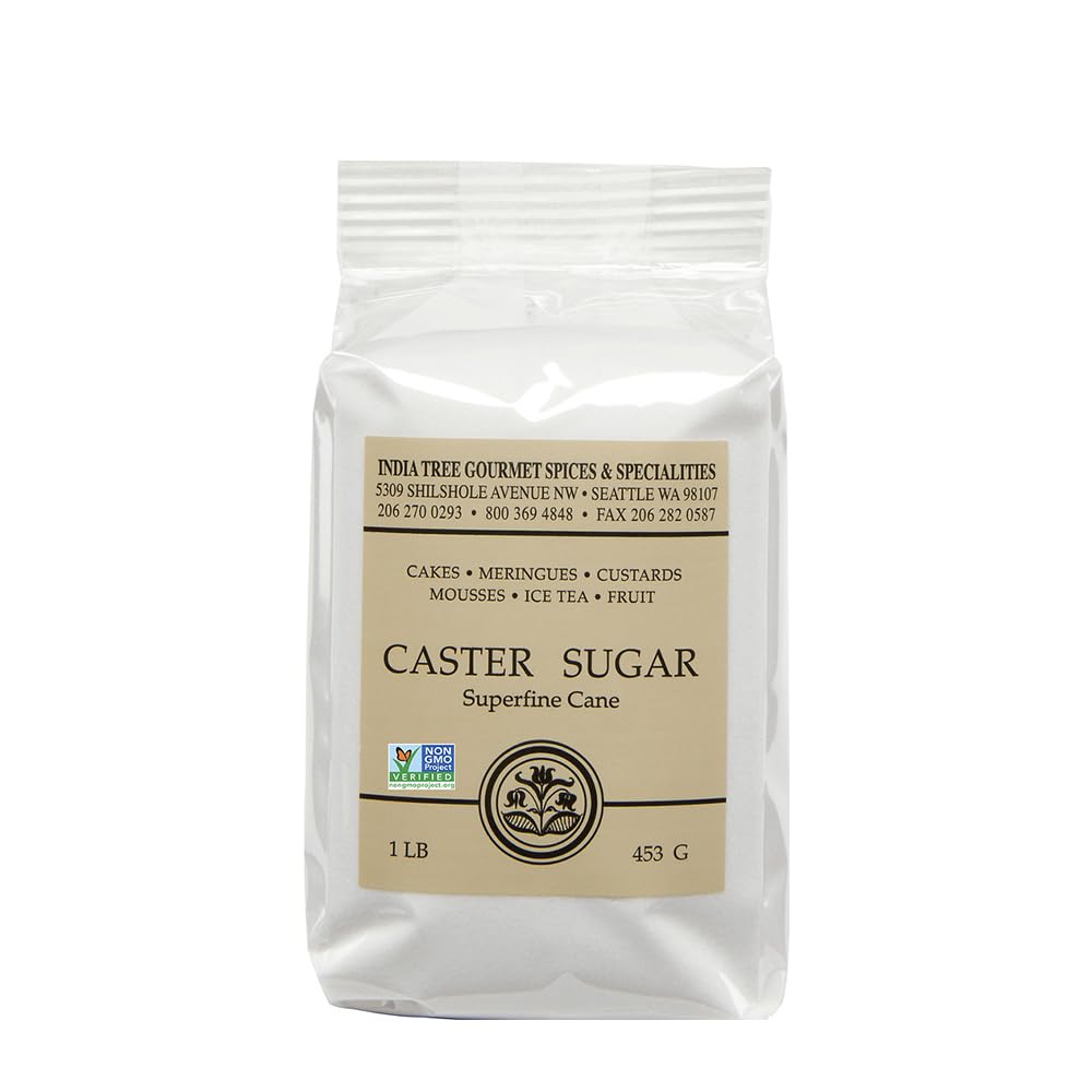 India Tree Superfine Caster Sugar, 1 lb Bag | Premium Baking & Dessert Sugar