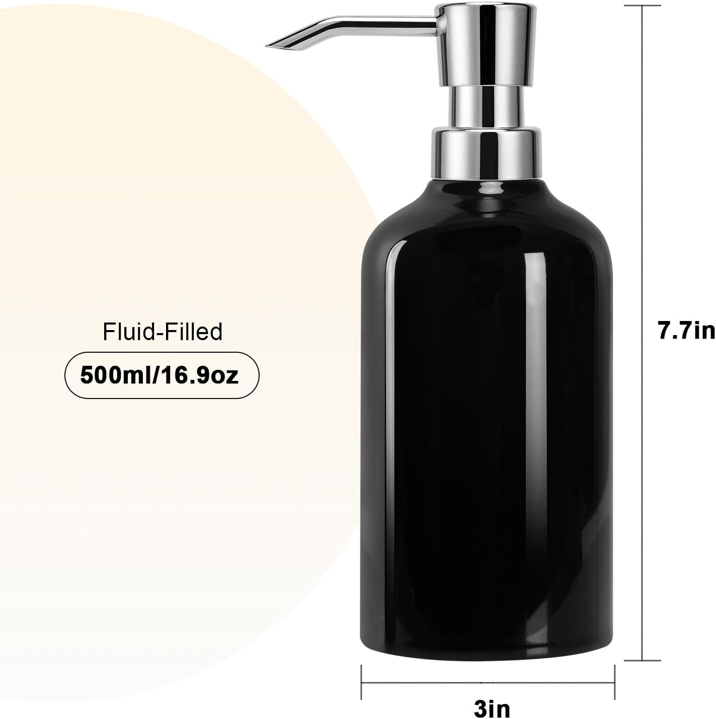 Ceramic Black Soap Dispenser Bathroom, 2 Pcs 16.9oz Hand Soap Dispenser for Kitchen, Hotel