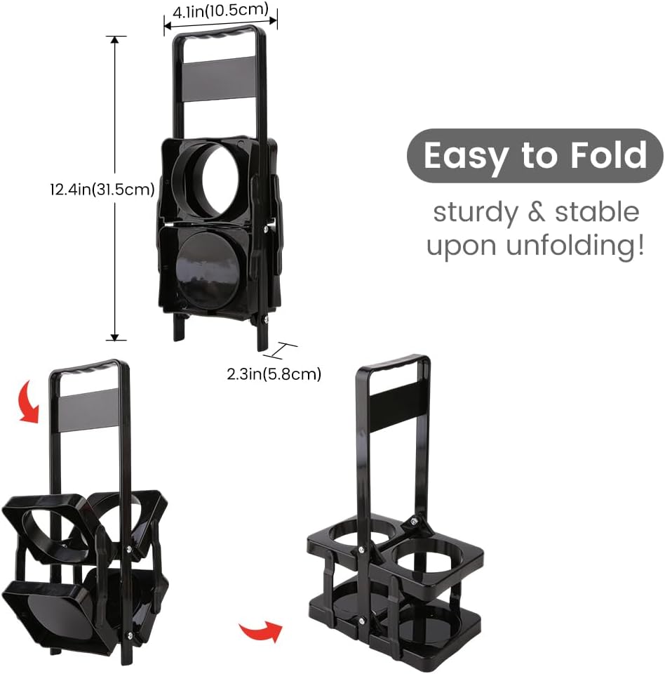 Musbus Reusable Drink Carrier with Handle for Doordash, Grubhub, Portable Cup/Coffee Holder Accessories for Delivery, Foldable Drinks Caddy with Tray, Car Durable Plastic Festive Bottle, Vacation