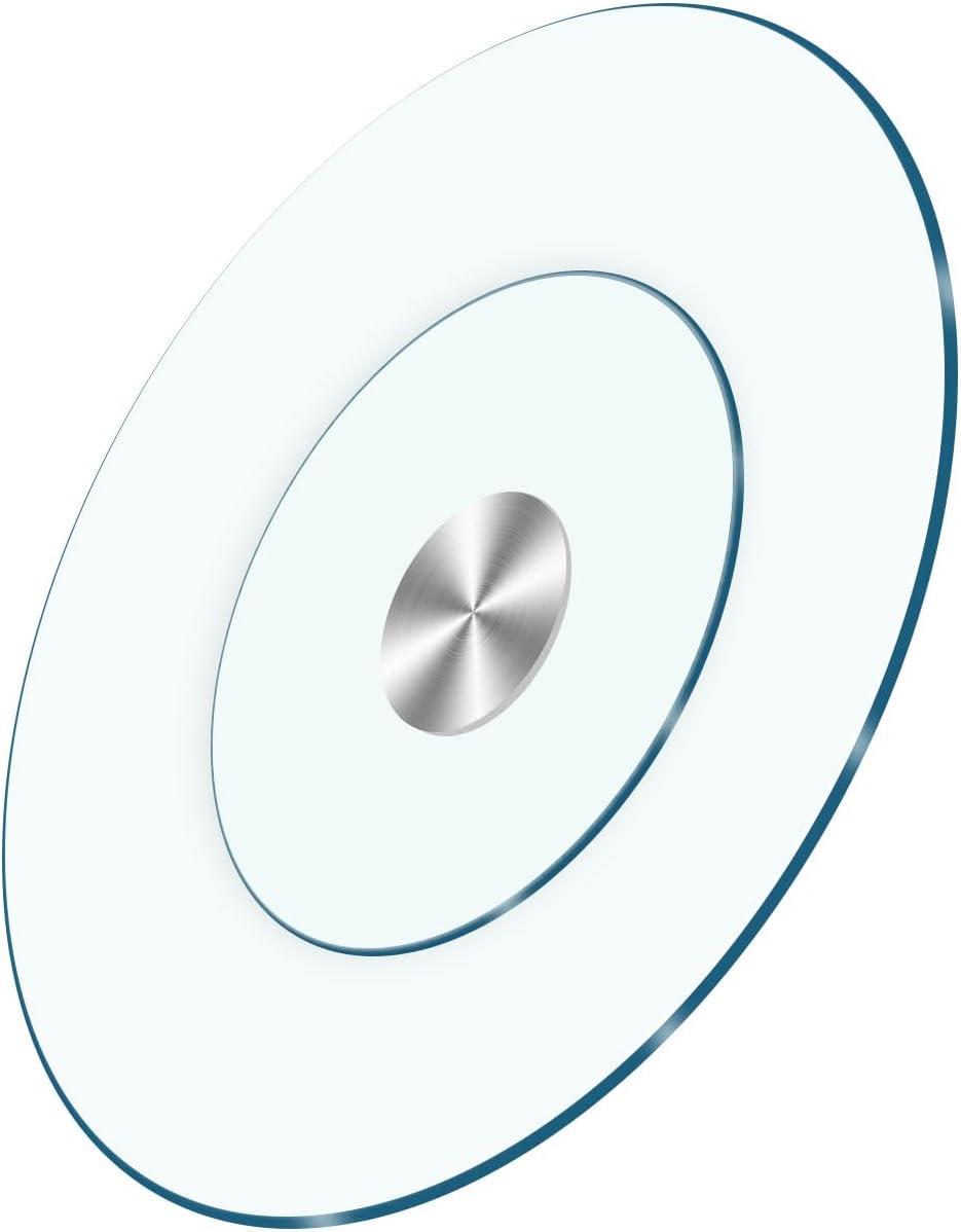 40" Heavy-Duty Lazy Susan Turntable - 1/3" Extra-Thick Tempered Glass - Silent 360° Spin for Dining Table & Kitchen