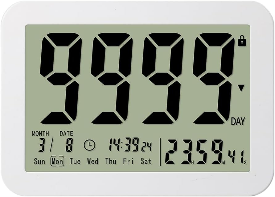 FCXJTU Digital Countdown Days Timer Clock- 9999 Days Count Down Days Timer with Stand Strong Magnetic Back for Retirement Wedding Vacation Christmas New Baby Classroom Lab Kitchen Cooking (9999Day)