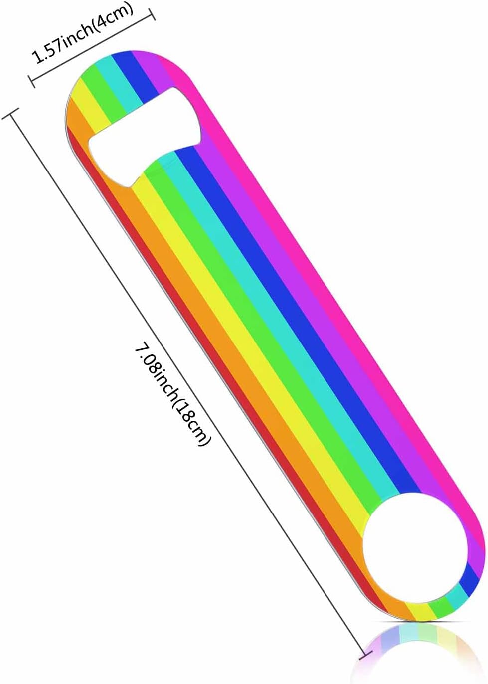 Rainbow Stripe Stainless Steel Bottle Opener Cartoon Red Yellow Green Blue Purple Colorful Stripe Flat Beer Bottle Opener Keychain for Home Kitchen Bar Restaurant Party Birthday Gift
