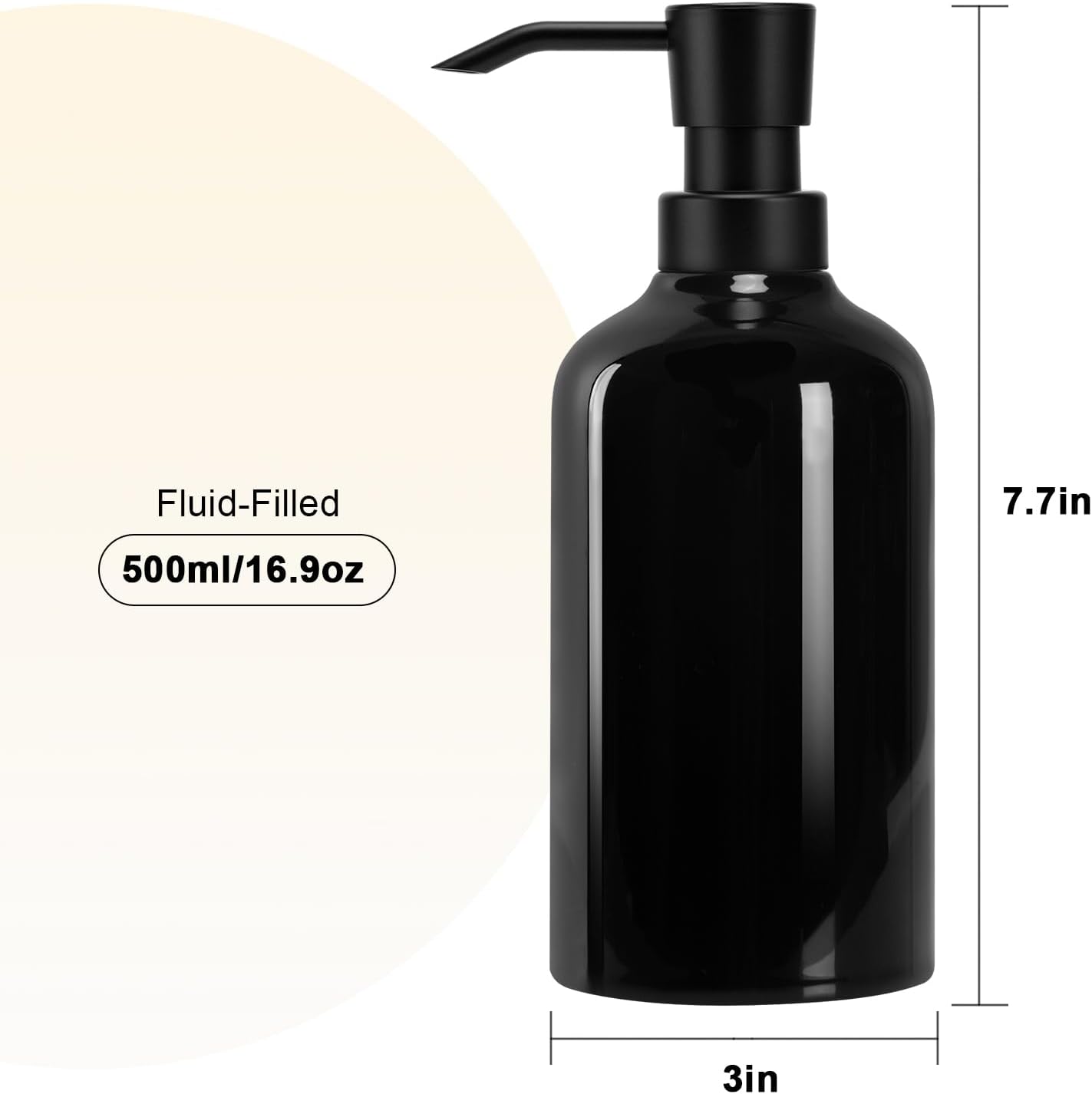Ceramic Black Soap Dispenser Bathroom, 2 Pcs 16.9oz Hand Soap Dispenser for Kitchen, Hotel