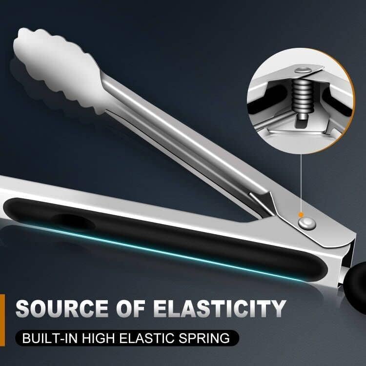 4 Pack Stainless Steel Locking Tongs - Heat Resistant 600 Degrees, 9" & 12" with Silicone Tips, Non-Slip Food Tongs, Heavy Duty, Non-Stick