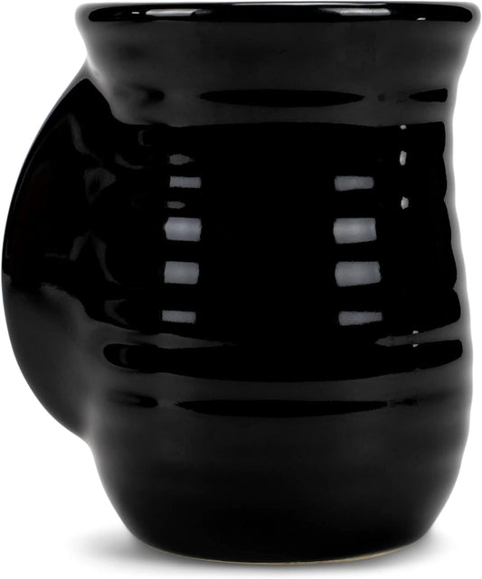 Elanze Designs Ribbed 14 ounce Ceramic Stoneware Handwarmer Mug, Black