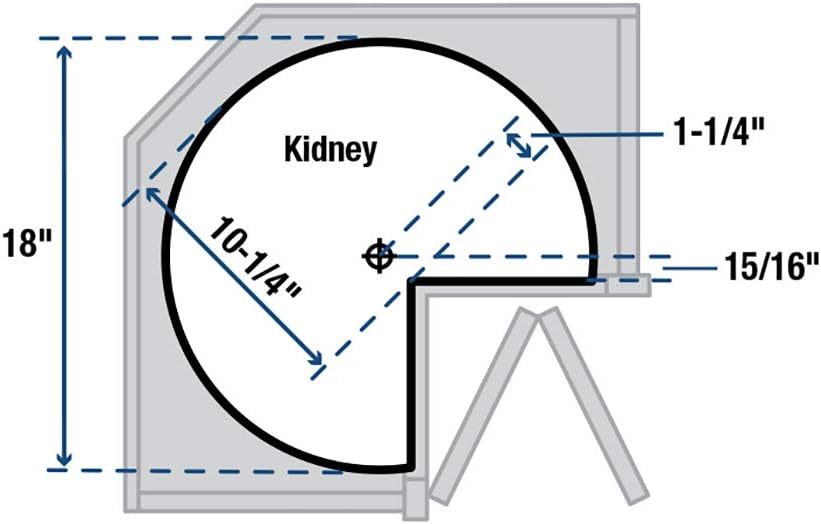 Knape & Vogt Plastic Lazy Susan Organizer, 2-Tier Lazy Susan for Cabinet, Kidney-Shaped 18-Inch Polymer 360º Turntable, White