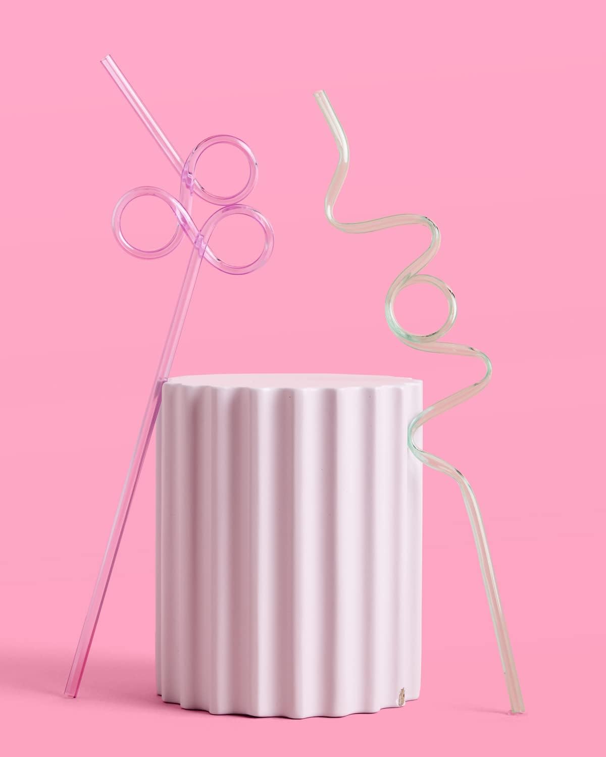 xo, Fetti Pastel Reusable Straw Set - 20 pc | Rainbow Birthday Party, Butterfly Bachelorette, Bridal Shower Decorations | Squiggly, Wavy,
