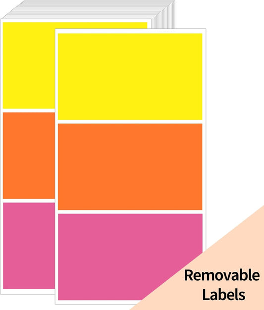 STARLIBOO Removable Colored Labels Stickers, 3X5 Inch Removable Large Label Stickers for Moving Boxes and Storage Bins- Waterproof- Tear Resistant (Multicolor