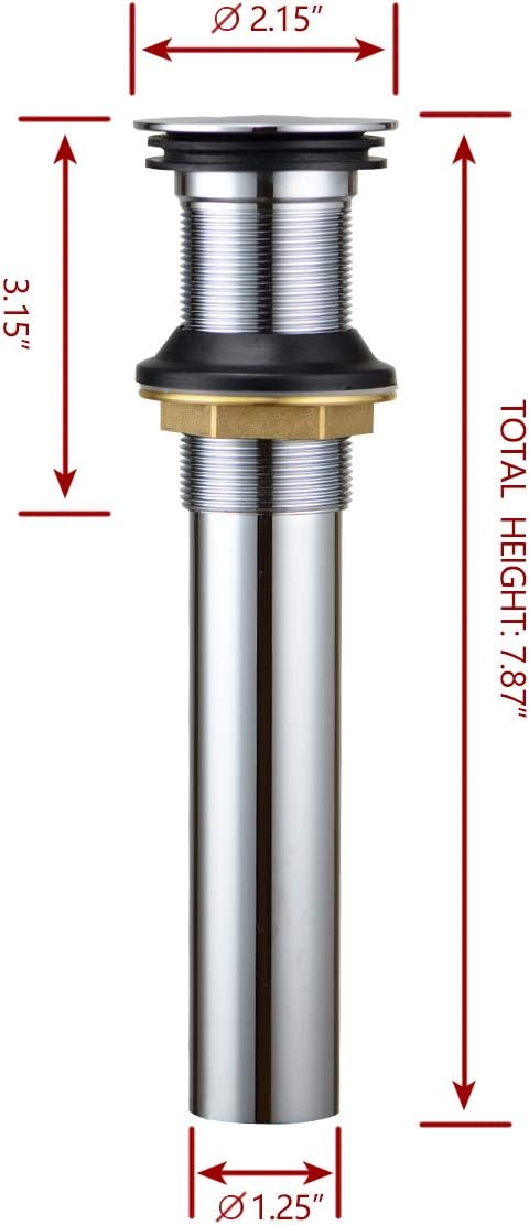 Purelux Pop up Drain Stopper for Bathroom Faucet Vanity or Vessel Sink Bathroom Drain Assembly No Overflow, Brushed Nickel