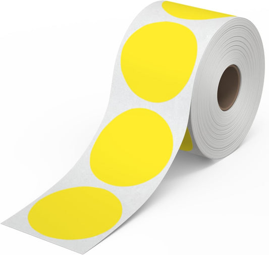 Rollo Circle Thermal Labels 2 Inch - Roll of 1,000 Round Sticker Labels - Multi-Purpose Direct Thermal Printer Stickers 2x2 (Yellow)