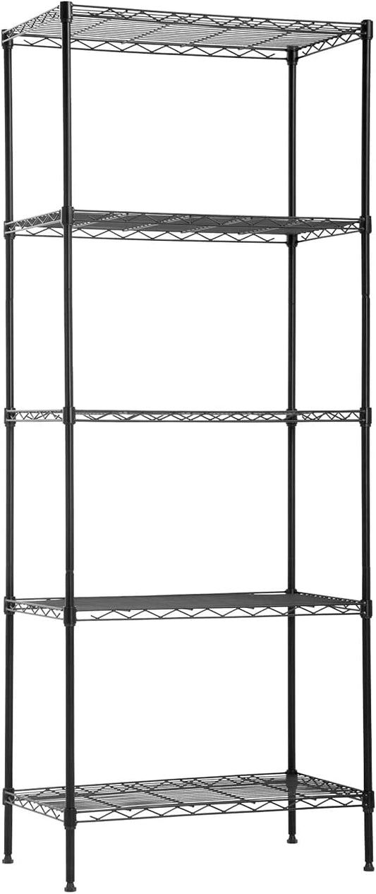 FDW 14Dx24Wx60H Wire Rack 5 Shelf Storage Unit Wire Shelving Unit Metal Shelf Organizer Heavy Duty Certification Commercial Grade Rack Utility for Bathroom Office Kitchen (Black)