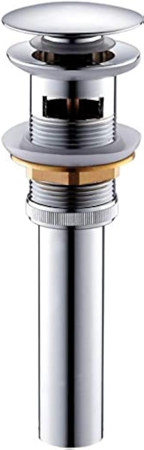 Restroom Bathroom Faucet Vessel Vanity Sink Large Pop Up Drain Stopper with Overflow for Toilet, Kitchen Silver Chrome Polished Sink Drainer