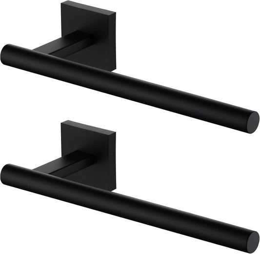 KOKOSIRI Towel Bar Matte Black Bathroom Hardware Hand Towel Rails, Suitable for Wall Mounted Towel Holder Screw in 2 Pack, Stainless Steel B3008BK-P2