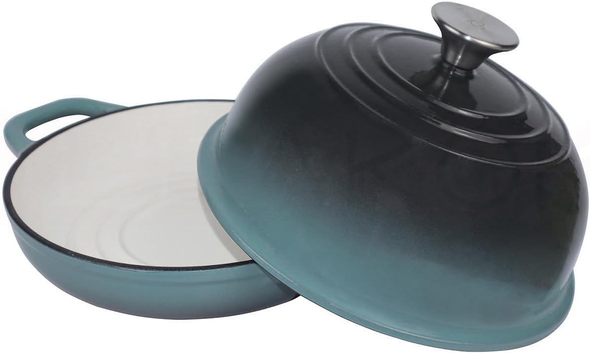 Dutch Oven for Bread Baking, Enameled Cast Iron Dutch Oven Pot with Lid, Bread Oven for Sourdough Bread Baking, Cast Iron Bread Pan, 5 qt Cyan