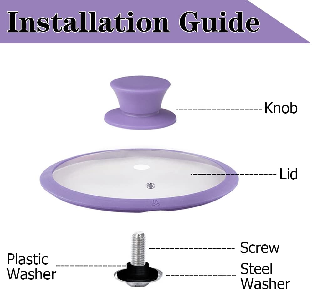 JoyTube Universal Pot Pan Lids Replacement Knob, Silicone Heat Resistant Pan Cover Holding Handles BPA Free Dishwasher Safe Fits Skillets and Kitchen Cookware (Pack of Two-Purple)