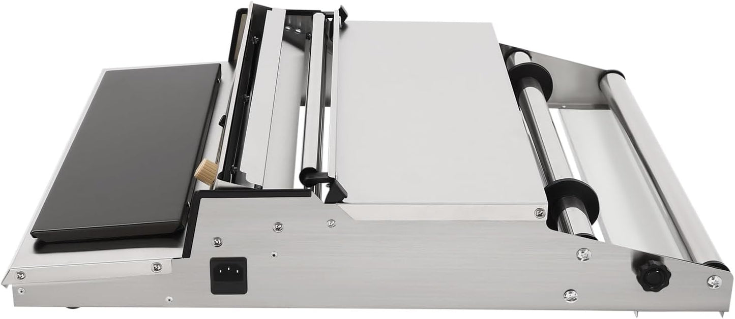 18 Inch/45CM Hand Wrapping Machine Film Wrapper for Food Packaging, Large Tray Cling Film Wrapper Dispenser with 5-Level Adjustable Heat, Cutter and Heating Plate Individual On/Off Control