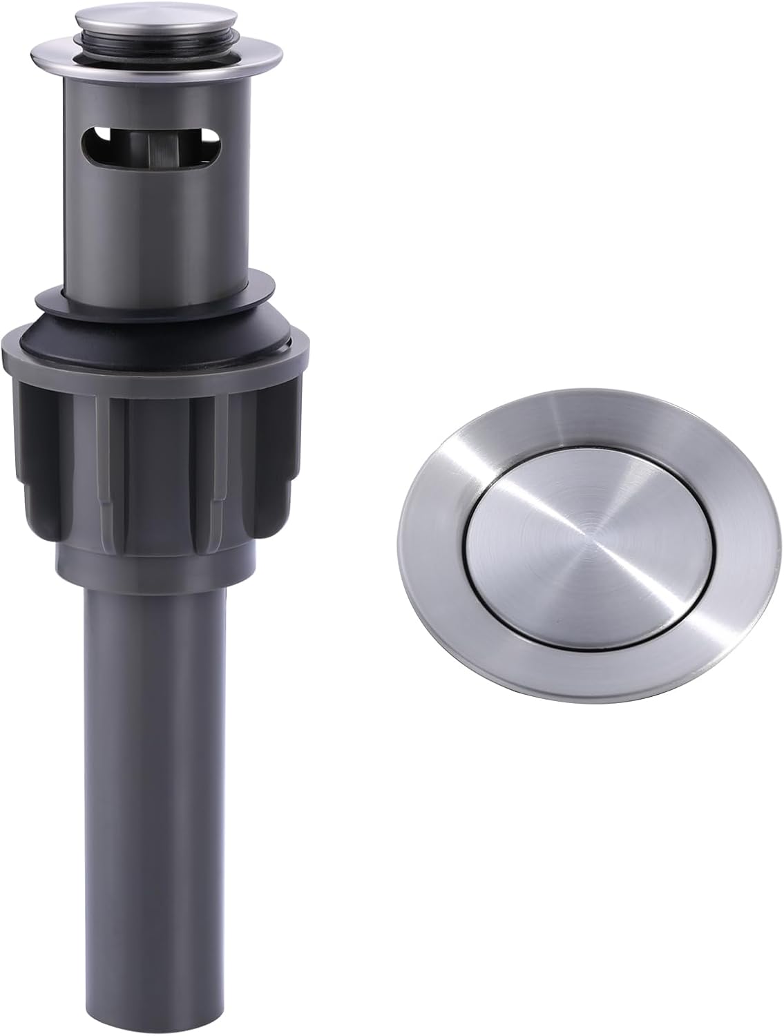 ALEASHA Bathroom Sink Drain with Overflow Vessel Sink Stopper,Pop Up Drain for Bathroom Sink Pop Up Drain Stopper for Hair Catcher,Brushed Nickel