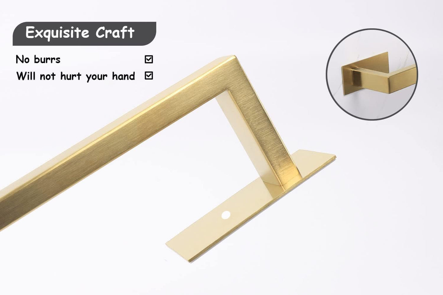 Bathroom Towel Bar Self Adhesive, No Drilling Towel Rack Easy to Install,Hand Towel Holder Made of Premium Stainless Steel Sticky on Hand Towel Hanger for Kitchen, Toilet.(24IN, Gold)