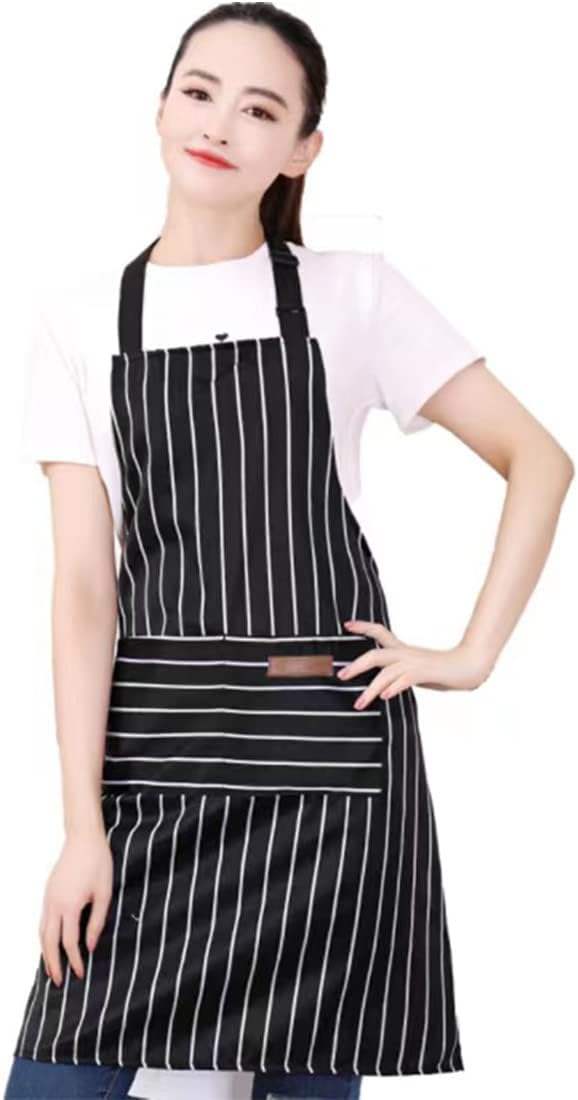 RUIBOLU Adjustable Bib Apron with 2 Pockets Cooking Kitchen Cotton Aprons for Women Men Chef Restaurant BBQ Painting