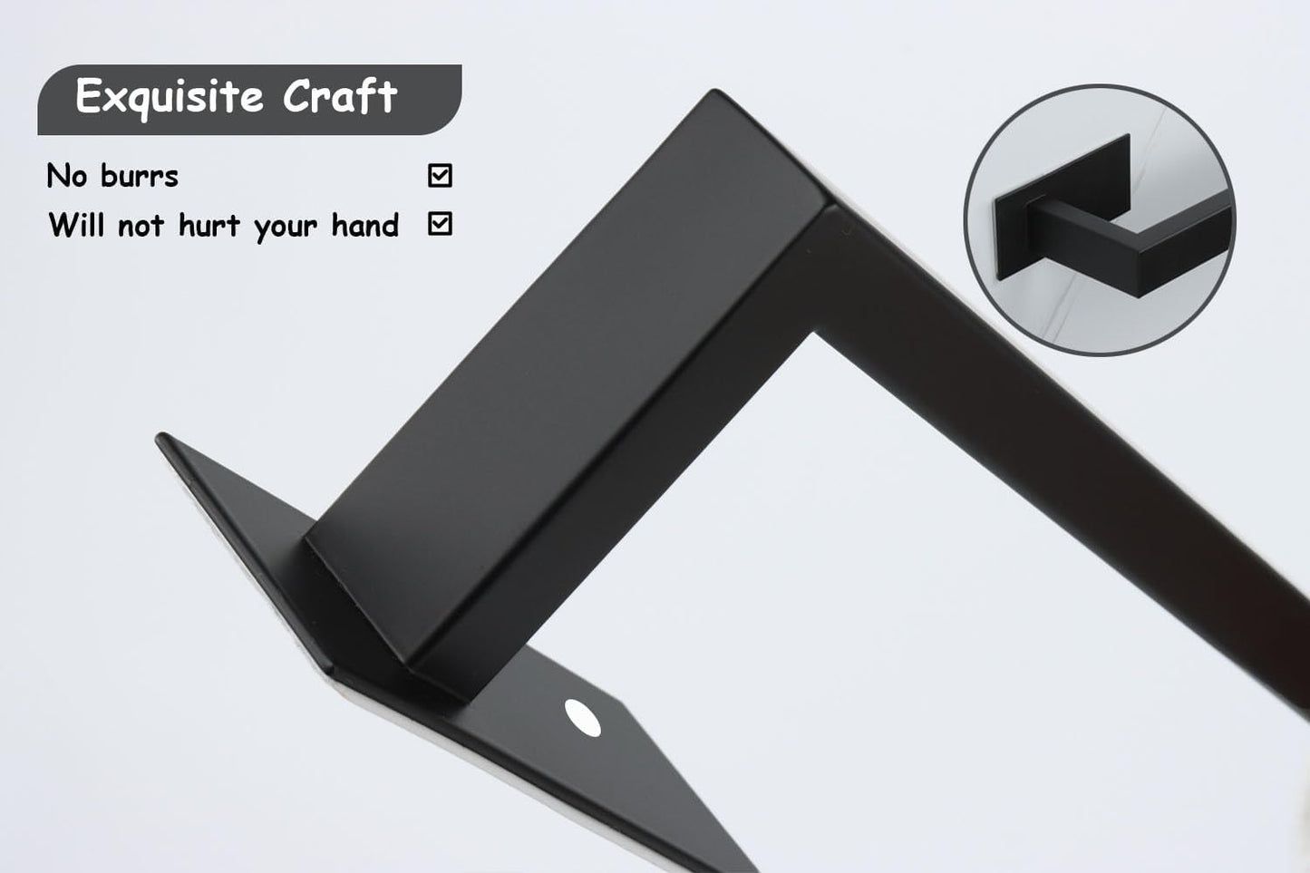 Bathroom Towel Bar Self Adhesive, No Drilling Towel Rack Easy to Install,Hand Towel Holder Made of Premium Stainless Steel Sticky on Hand Towel Hanger for Kitchen, Toilet(12IN, Black)