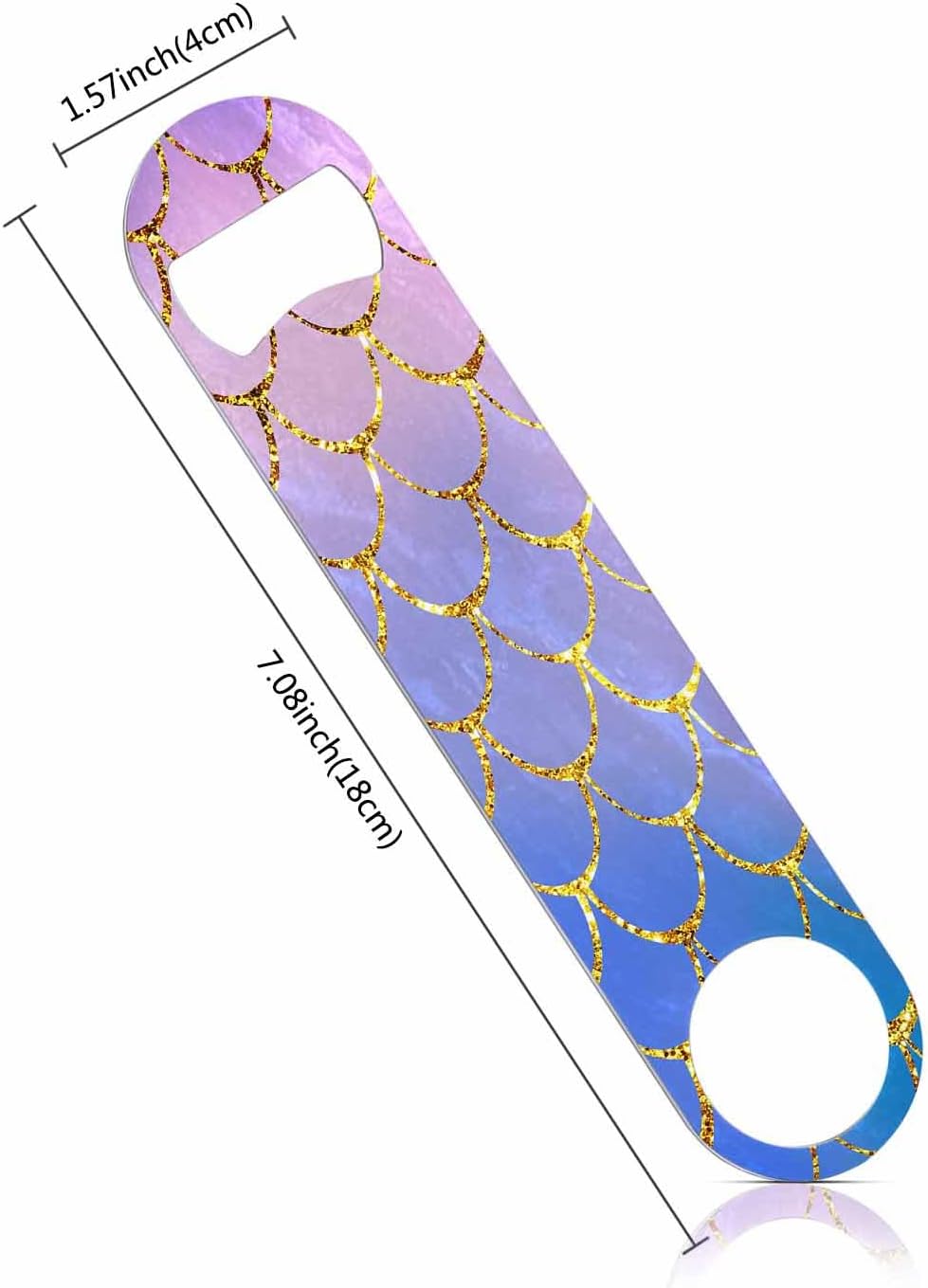 Mermaid Fish Scales Stainless Steel Bottle Opener Blue Pink Purple Gold Stitching Hand Painted Flat Beer Bottle Opener Keychain for Home Kitchen Bar Restaurant Party Birthday Gift