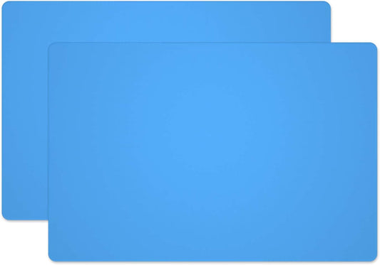 Silicone Placemats, Food-Grade Non-Slip Waterproof, Dining, Stain Resistant, Countertop Protector, Kitchen Counter Mat, Heat Resistant, Baking mat Dishwasher Safe (23.6"×15.7"-2pack, Blue)