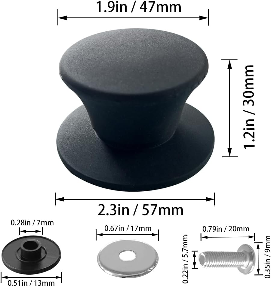 JoyTube Black Universal Pot Pan Lids, BPA Free Replacement Knob Silicone Heat Resistant Pan Cover Holding Handles Dishwasher Safe Fits Skillets ＆ Kitchen Cookware (Pack of 4)