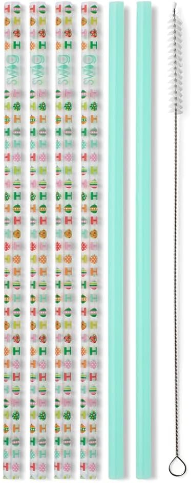 Swig Life Reusable Straws HoHoHo + Mint Tall Straw Set & Cleaning Brush, Each Straw is 10.25 inch Long (Fits Swig Life 20oz Tumblers, 22oz, and 32oz Tumblers)