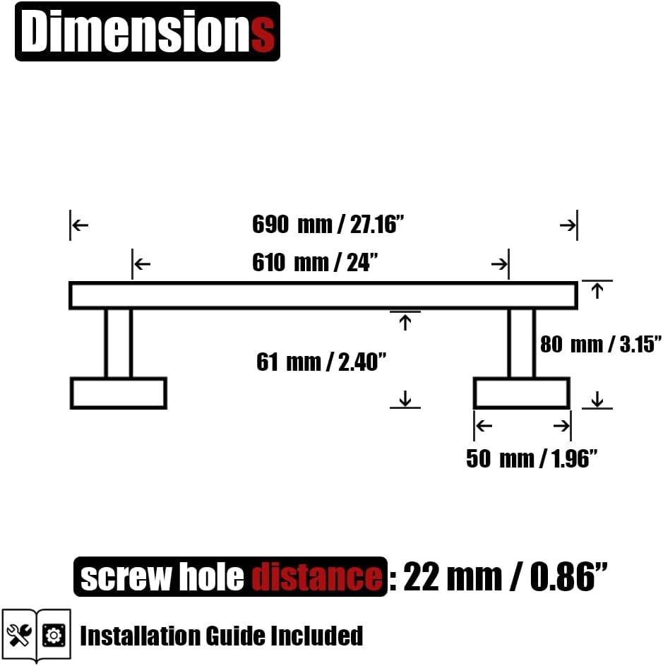 JQK Bath Towel Bar, 27 Inch 304 Stainless Steel Thicken 0.8mm Towel Rack Bathroom, Towel Holder Brushed Finished Wall Mount, Useable Length 24 Inch, TB110L24-BN