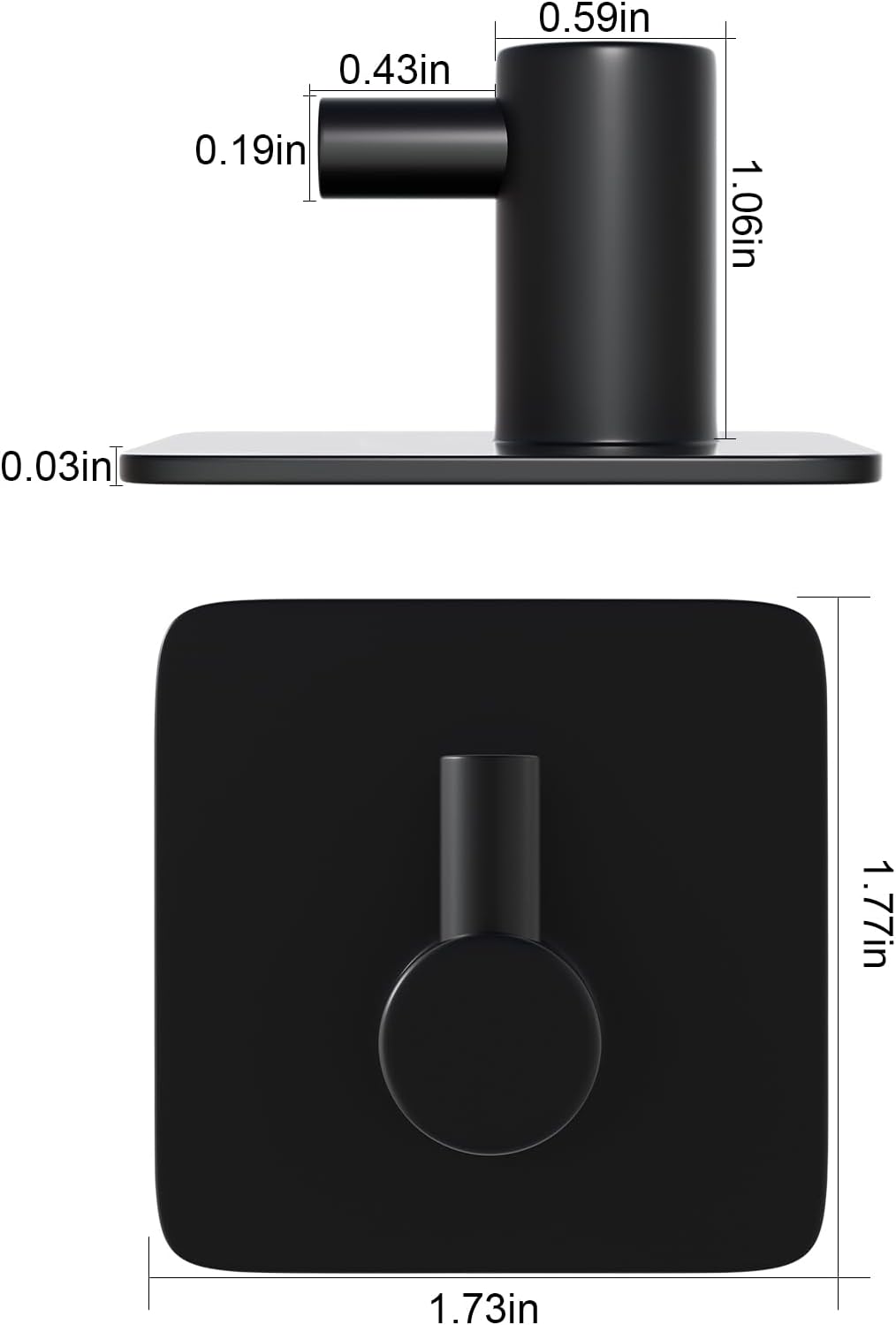 ACNISM Adhesive Hooks Heavy Duty Waterproof 4 Pack, Stainless Steel Stick on Hooks for Hanging Towel, Robe, Coat, Loofah - Bathroom Shower, Kitchen Organizer (Matte Black)