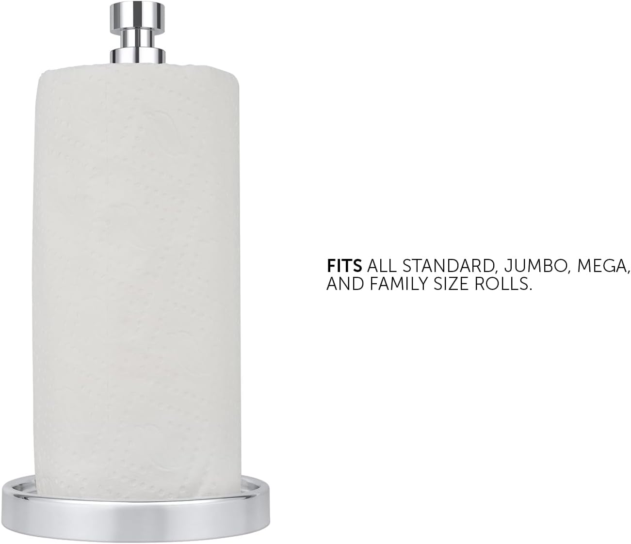 Ivilon Countertop Paper Towel Holder - Steady and Easy Tear - Fits All Paper Towel Rolls - Chrome