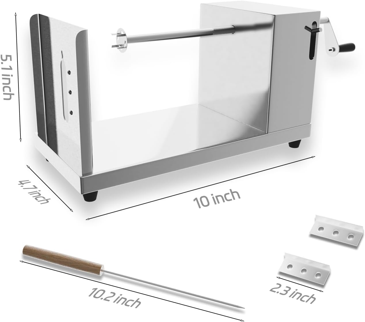 Spiral Potato Cutter french fry cutter Manual Stainless Steel Twisted Potato Slicer Cutter curly fries Cucumbers Carrots DIY BBQ Slicer with Reusable Stick