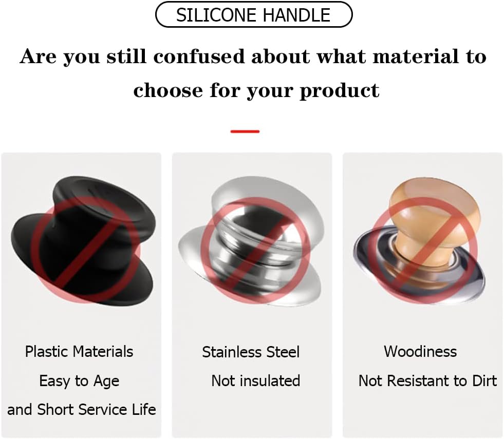 JoyTube Universal Pot Pan Lids Replacement Knob, Silicone Heat Resistant Pan Cover Holding Handles BPA Free Dishwasher Safe Fits Skillets and Kitchen Cookware (Pack of Two-Black)