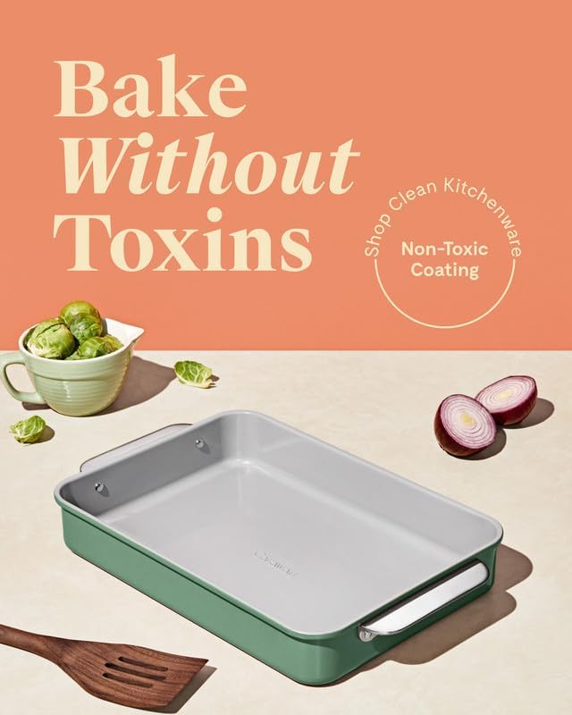 Caraway Non-Stick Ceramic 9”x13” Rectangle Pan - Naturally Slick Ceramic Coating - Non-Toxic, PTFE & PFOA Free - Perfect for Brownies, Lasagnas, and More - Slate