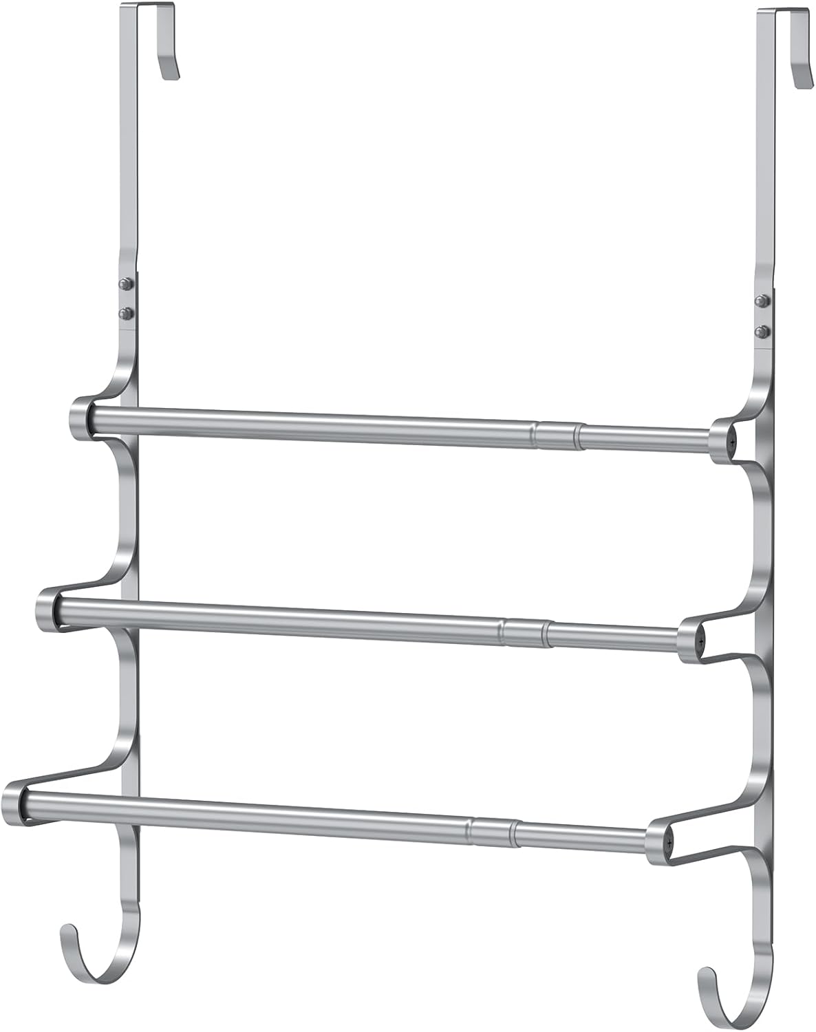 Over The Door Towel Rack, Over Door Towel Rack for Bathroom Door, Triple Towel Storage Holder with Hooks (Silver Gray, 17.32" L)