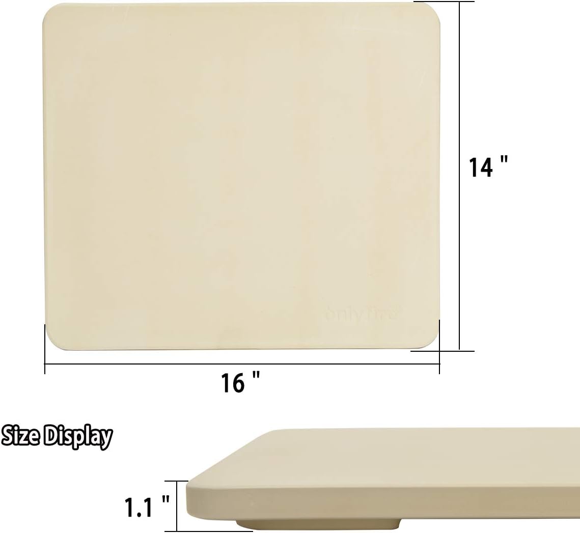 Onlyfire Pizza Stone for Oven BBQ and Grill, Thermal Shock Resistant, 14" x 16" Rectangular Large Bread Baking Stone, Heavy Duty Ceramic Baking Stone for Best Crispy Crust Pizza, Cookie and Cheese