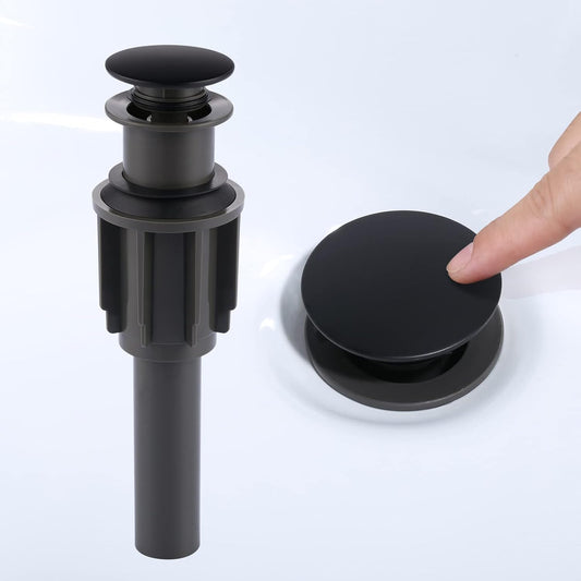 Bathroom Sink Drain Without Overflow, ARCORA Matte Black Pop Up Drain for Vessel Sink Clicker Drain Stopper